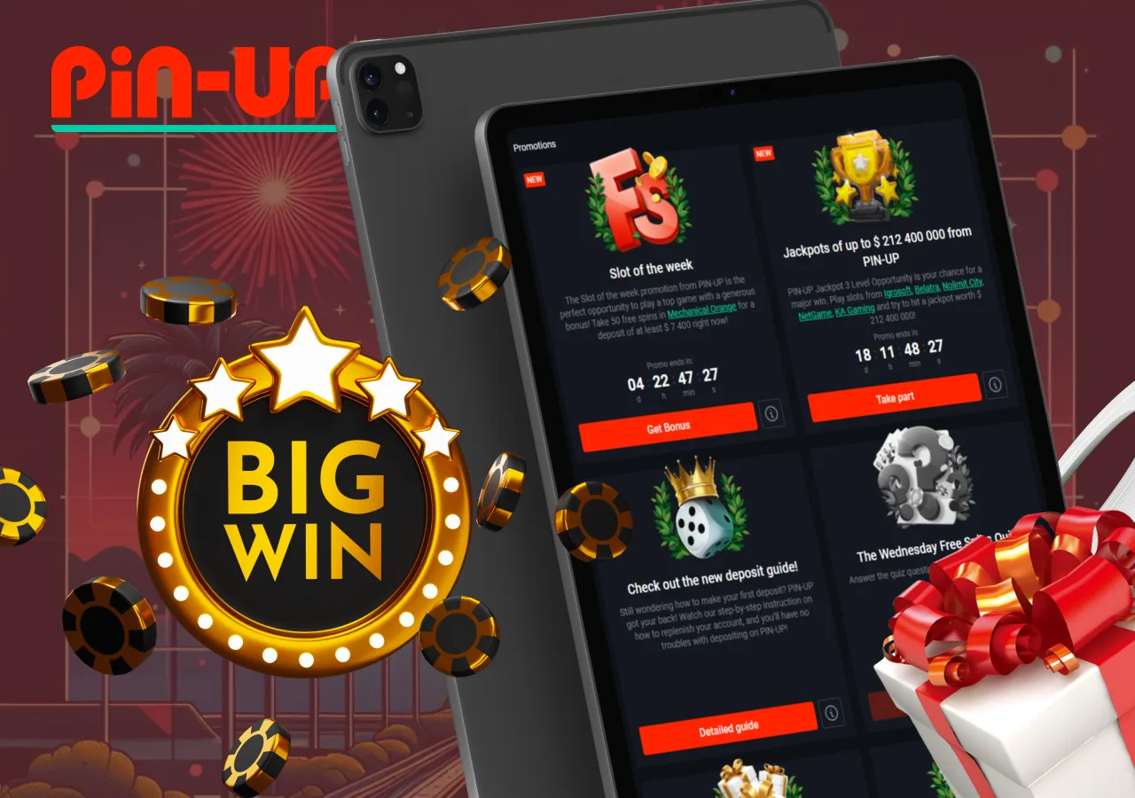 Bonuses for casino players at Pin Up Portal